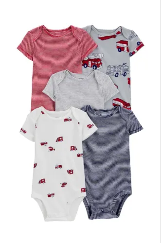Kit body bebê 5 peças bombeiro listras multicor | Carter's NOVO 6 meses