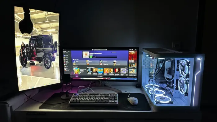 PC Gamer Completo Ryzen 7 5700X + RTX 4060 Ti + 2 Monitores (Ultrawide) + Periféricos