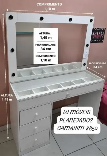 Camarim Penteadeira MDF com Entrega e Montagem
