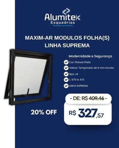 Janela Alumínio Maxim ar  0,57 x 0,47  Linha suprema 