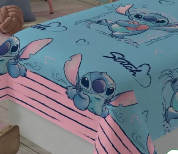 Jogo cama stitch  solteiro + edredom 