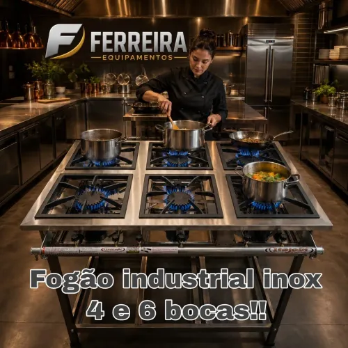 Fogão industrial inox alta e baixa pressão novos em 10x sem juros