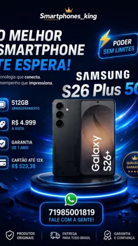 Samsung Galaxy S26 plus 256gb, lacrado, nota fiscal e garantia de 1 ano