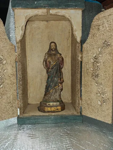 SANTO SAGRADO CORAÇÃO DE JESUS COM ORATORIO TUDO EM MADEIRA 