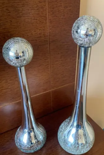 Par de vasos com arte em vidro
