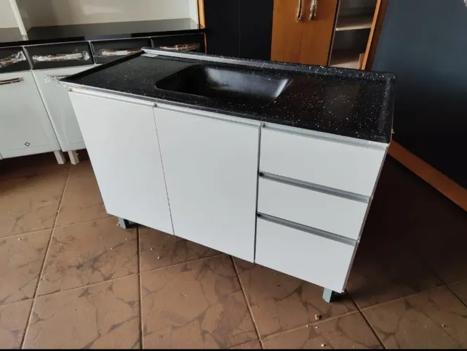 Balcão de Cozinha em MDP Com Pia 1,20m Novo Entrega Grátis