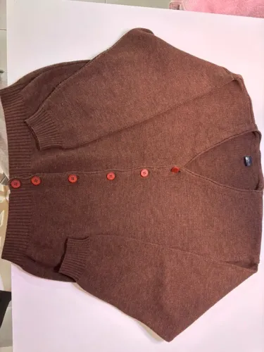 casaco de lã marrom italiano vintage tam G com fecho de botões 