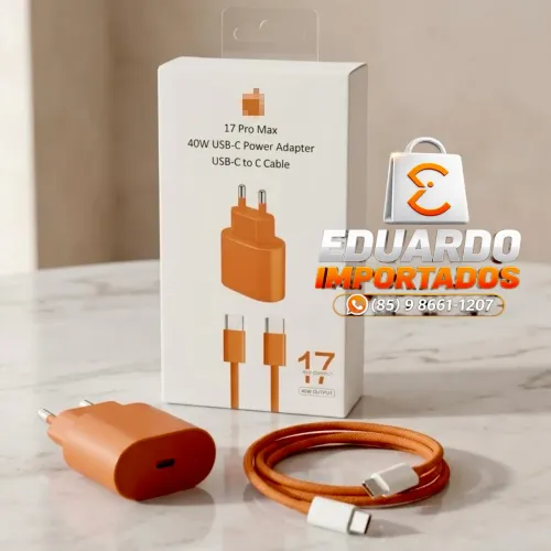 Carregador Rápido Turbo 40W USB-C + Cabo Tipo C