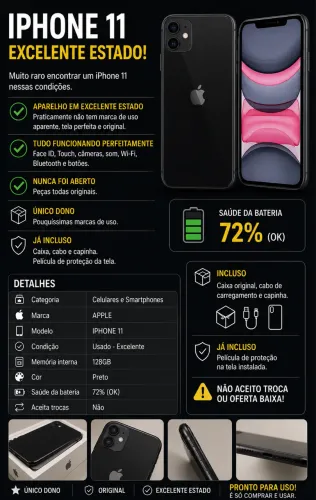 iPhone 11 preto 128G Raridade