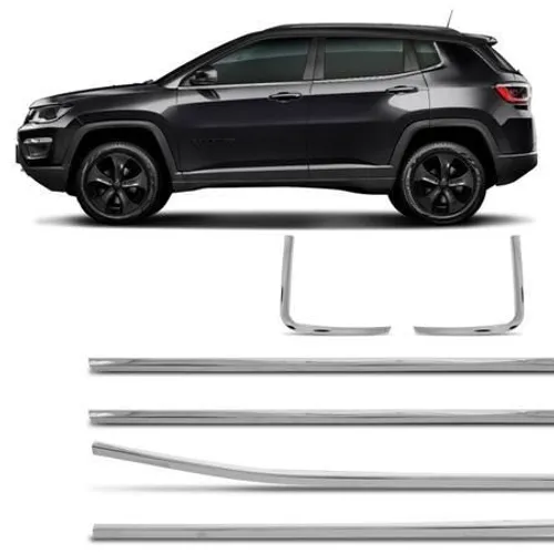 Jogo de Friso Pestana Janela Jeep Compass 2018 a 2020 Cromado 4 Portas