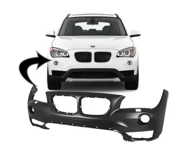 Parachoque Dianteiro BMW X1 2013 à 2015 - Preto Liso - Furo Esguicho / Farol Auxiliar- TYG