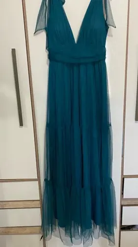 Vestido de festa longo verde esmeralda