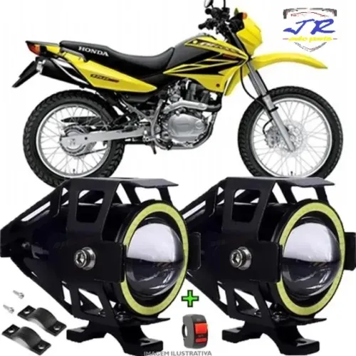 Par Farol de Milha LED Moto Universal Angel Eyes U7 6000K 20W