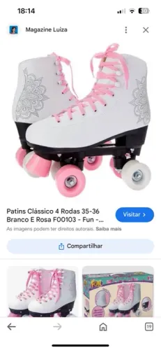 fun patins clássico feminino 4 rodas 31-32