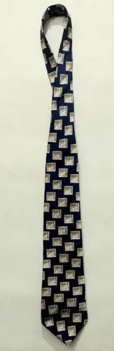 Gravata Vintage Grife MONTE BELLO Itália  100% Seda - Cor predominante, Azul noturno 