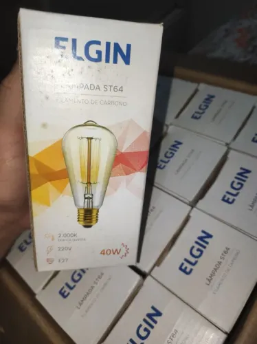 Lâmpadas Elgin ST64 Filamento de Carbono 40W - Novas