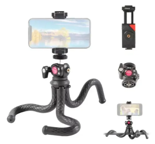 Mini Tripé Flexível Octopus Ft-01 Ulanzi Cor Preto E Vermelho