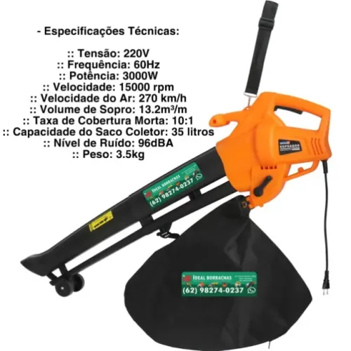 Soprador Aspirador de Folhas 3000w