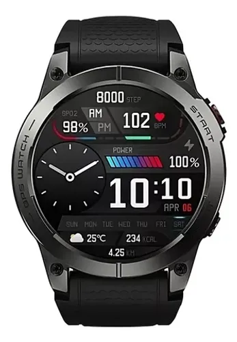 Smartwatch Zeblaze Stratos 3 Gps Integrado Tela Amoled Caixa Preto Pulseira Preta Original