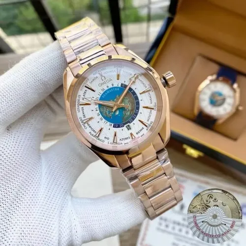 Relógio em Aço Inoxidável Estilo Omega Seamaster Aqua Terra