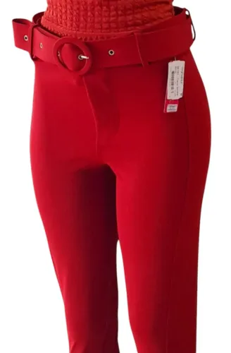 Calça vermelha G * Grafite M com cinto