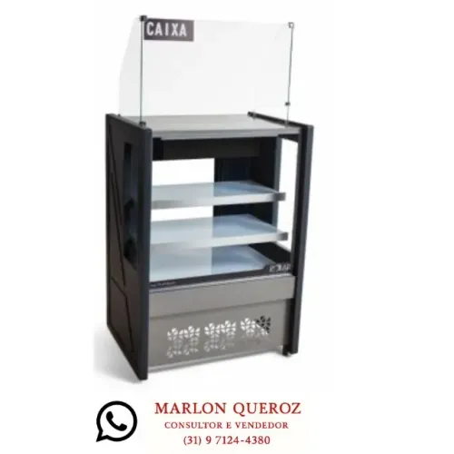 Balcão Caixa Polar Preto Com Gaveta