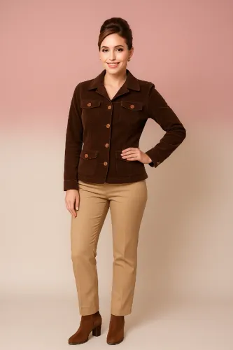 CASACO DE VELUDO FEMININO