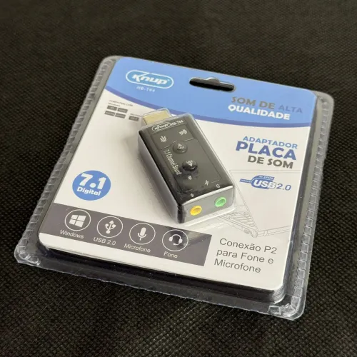 Adaptador de Placa de Som USB 2.0 Knup HB-T64