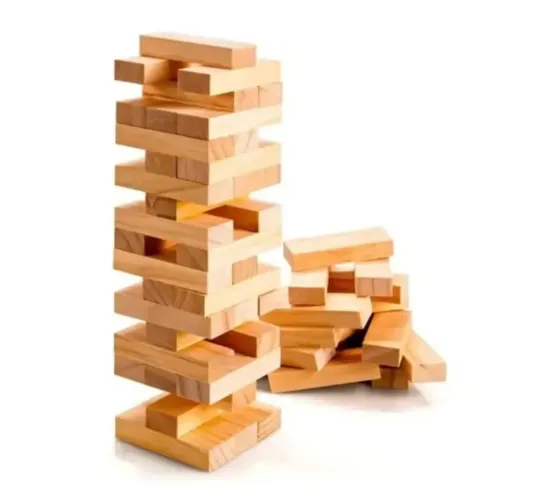 Jogo Caiu Perdeu 54 Peças Madeira torre de empilhar 