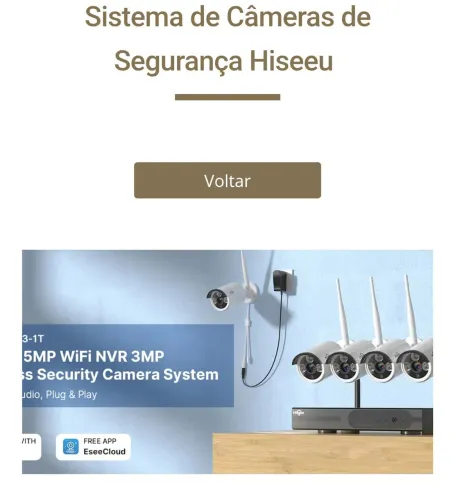 Kit com 4 câmeras hiseeus 
