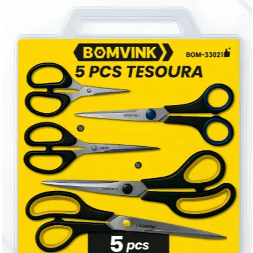 Kit 5 Tesouras Profissionais de Aço Inox