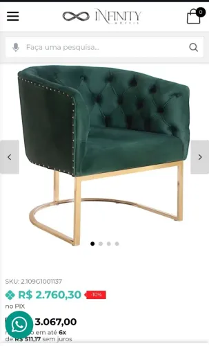 Quatro poltronas em Veludo Verde com inóx dourado