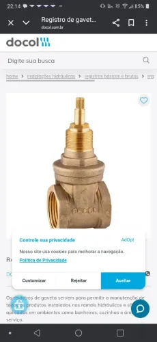 vendo registo dócol de 1 polegada