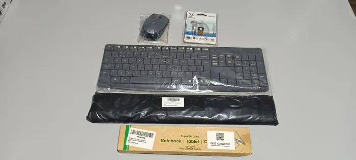 Kit Teclado e Mouse + Suporte para Notebook