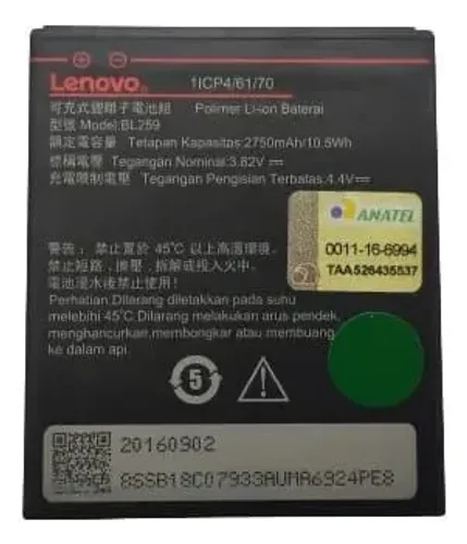 Bateria ORIGINAL Lenovo BL259 Vibe K6 K6 Plus K6 Power