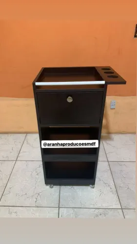 Carrinho Organizador Preto MDF