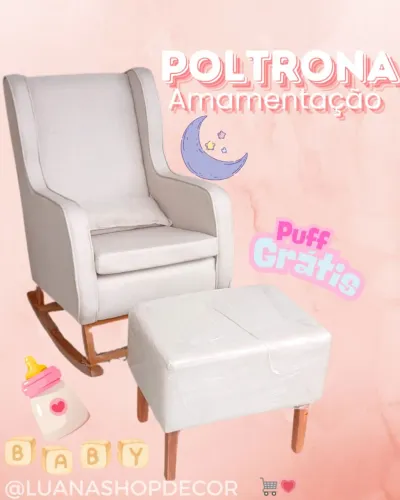 Poltrona Amamentação Luxo - Puff Grátis Conforto Para a mamãe