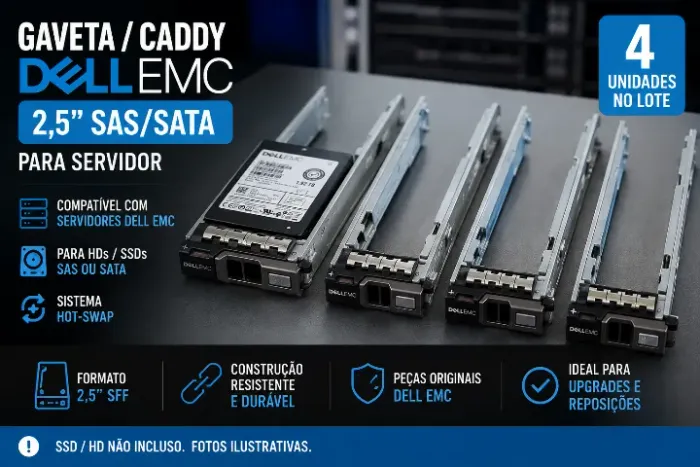 Gaveta/Caddy Dell EMC 2,5" SAS/SATA para Servidor - Lote com 4