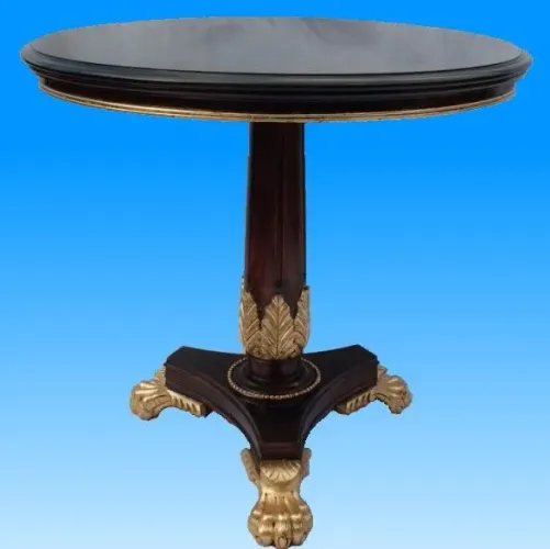mesa lateral entalhada folheada a ouro