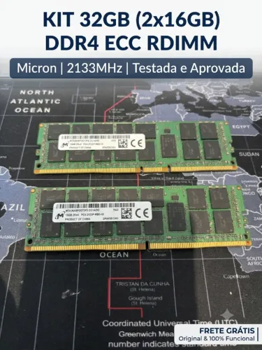 Kit Memória Server Micron 32GB (2x16GB) DDR4 RDIMM 2133MHz ECC - Testado