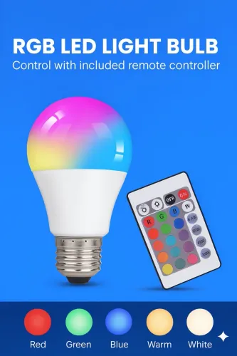 LAMPADA RGB COM CONTROLE E 16 CORES NOVAS NA CAIXA !