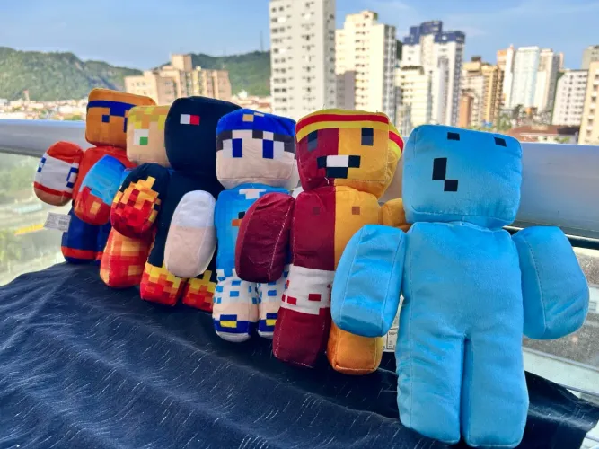 Lote com 6 pelúcias Streamer Youtuber Minecraft