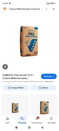 Cimento Itaú 39$ entrego