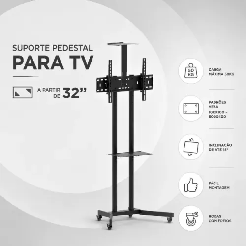 Suporte Pedestal Móvel 32'' a 75''
