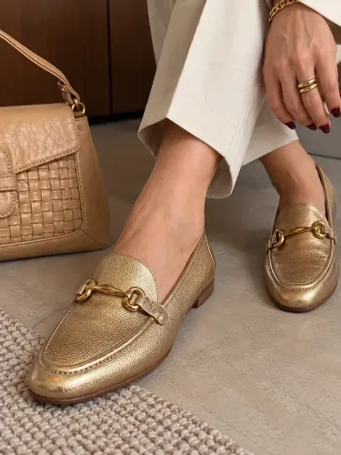 Mocassim 38 Arezzo Couro Legítimo Dourado Macio