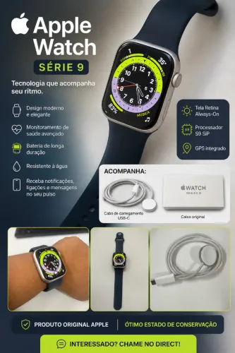 Apple Watch Série 9 45mm em estado impecável