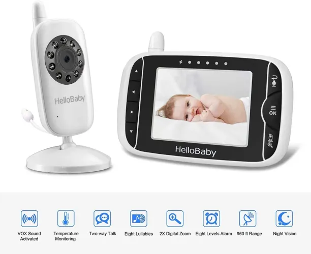 Babá Eletrônica HelloBaby com Monitor LCD