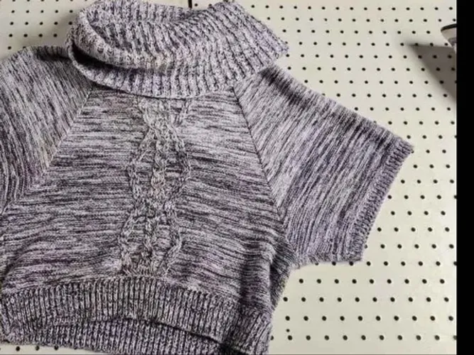 Cropped de inverno cardigan lã tricô gola alta tamanho M forma pequena
