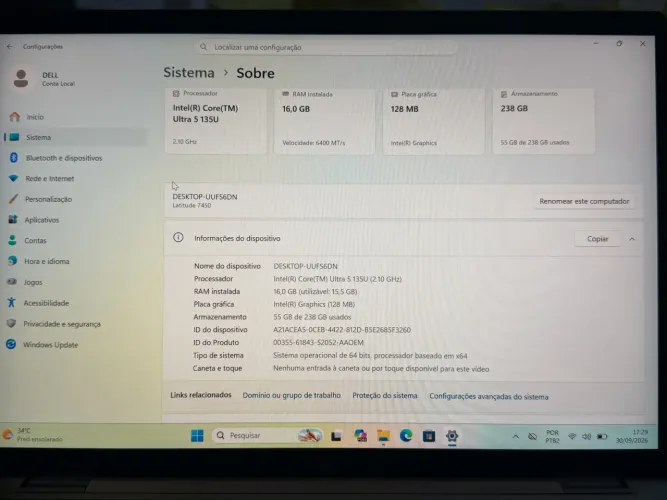 Notebook Dell latitude 7450
