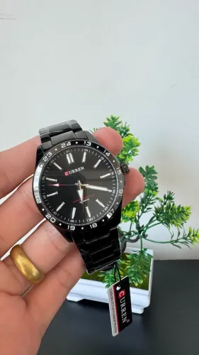 Relógio Masculino Curren Black Aço Inoxidável